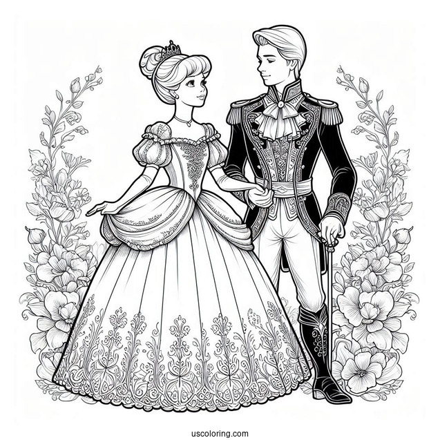 Cinderella And Grand Duke Coloring Picture