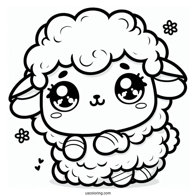 Kawaii Baby Sheep Coloring For Preschoolers
