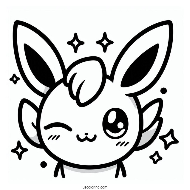 Kawaii Sylveon Coloring Page Winking For Preschoolers