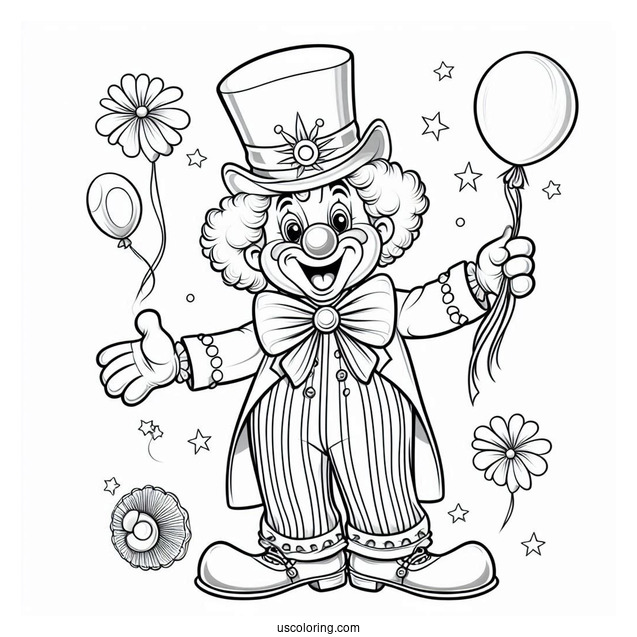 Coloring Sheet of Clown From Circus
