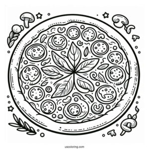 Easy Outline Of a Pizza To Color For Preschoolers
