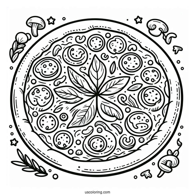 Easy Outline Of a Pizza To Color For Preschoolers