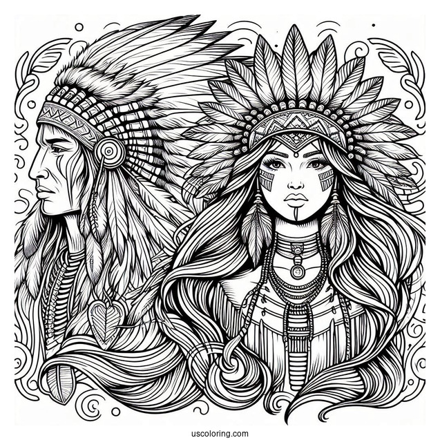 Native American Coloring Page Indian Chief