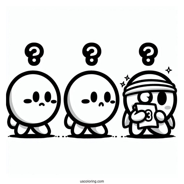 General Guy Leading Two Shy Guy Coloring Page