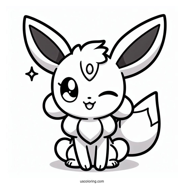 Kawaii Sylveon Coloring Page Winking For Preschoolers