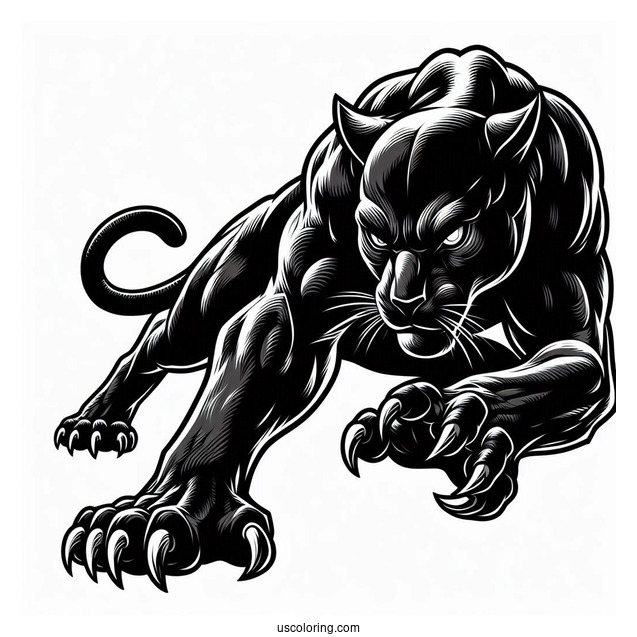 Black Panther In Attack Position Coloring