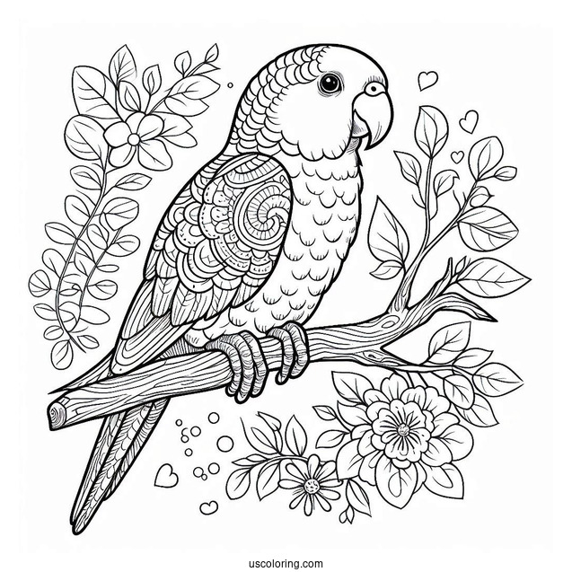 Detailed Parrot Sitting On a Branch