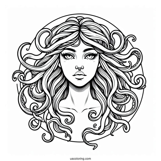 Realistic Medusa Coloring Page With Nose Ring
