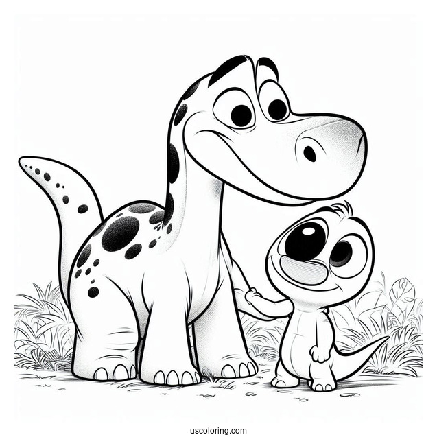 Pixar Coloring Page of Spot And Arlo Of The Good Dinosaur