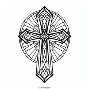 Easy Stained Glass Cross To Color For Kids