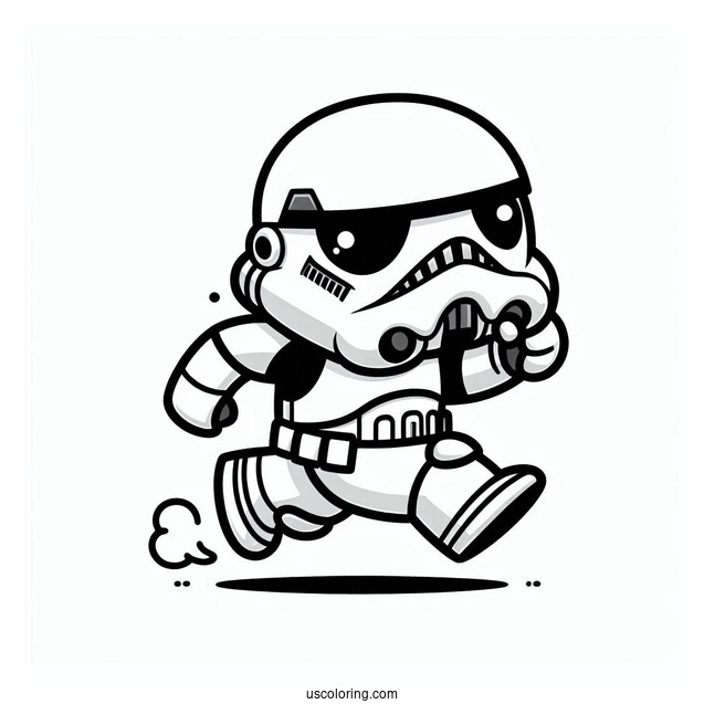 Cute Chibi Stormtrooper Coloring Page Running For Preschoolers