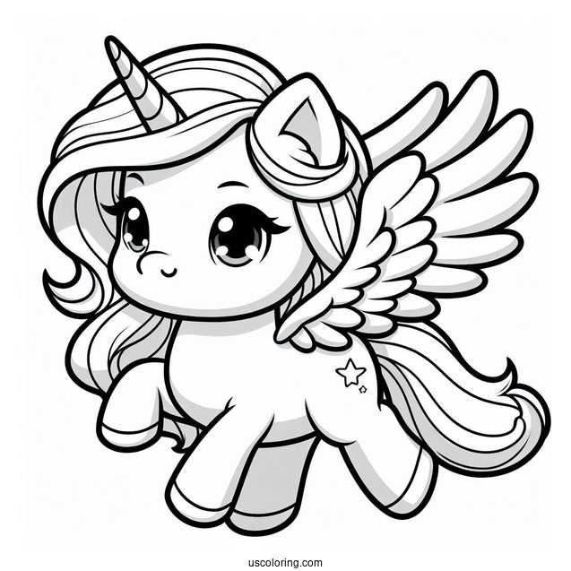 Cartoon Chibi Pegasus Coloring Page For Kids