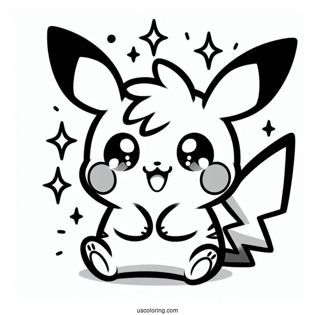 Kawaii Pichu Coloring Page For Preschoolers