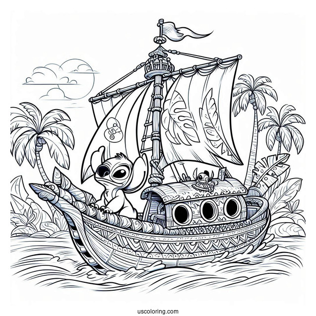 Lilo & Stitch Coloring Page Of Detailed Jumba's Ship