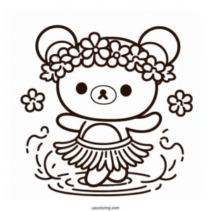 Rilakkuma Coloring Page Of Chairokoguma Hula Dancing