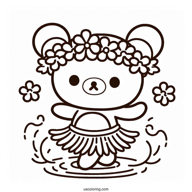 Rilakkuma Coloring Page Of Chairokoguma Hula Dancing