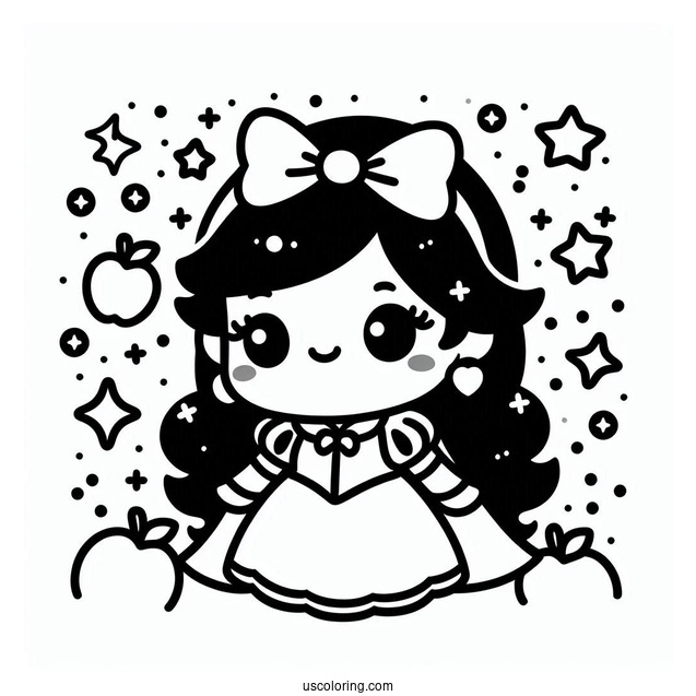 Simple Kawaii Snow White Coloring Page