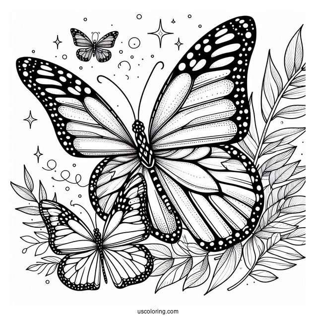 Easy Monarch Butterfly Coloring In