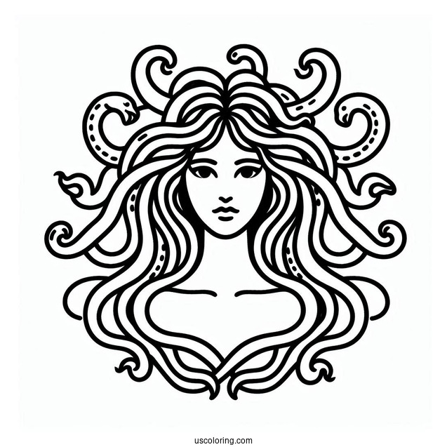 Easy Medusa Coloring Page Outline For Kids