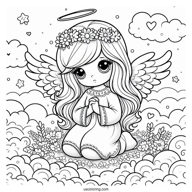 Precious Moments Coloring Page Of Angel In The Clouds