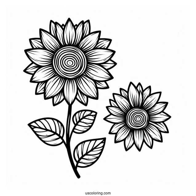 Flower Coloring Pages Of Sunflower Head Outline For Kids