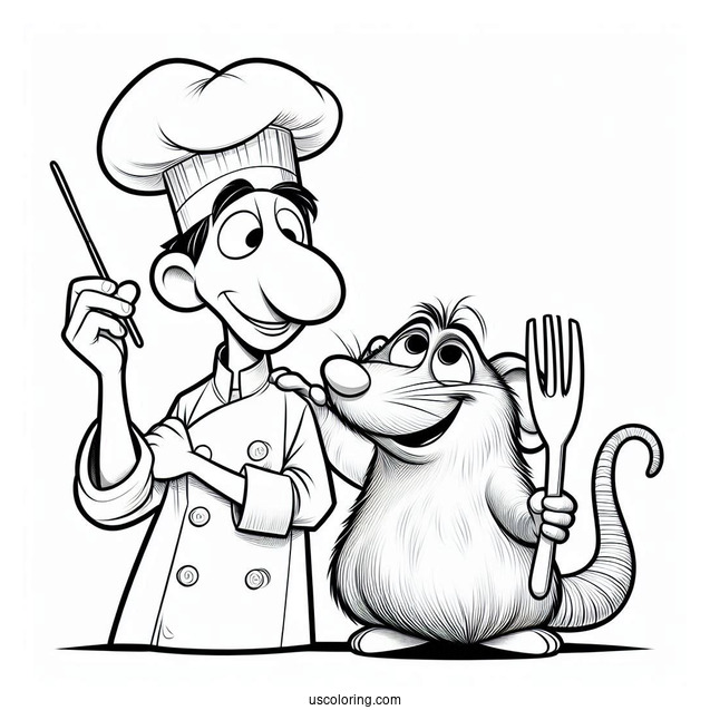 Pixar Coloring Page of Alfredo And Remy From Ratatouille