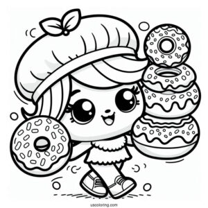 Easy Donnatina Shopkins Carrying Donuts To Color