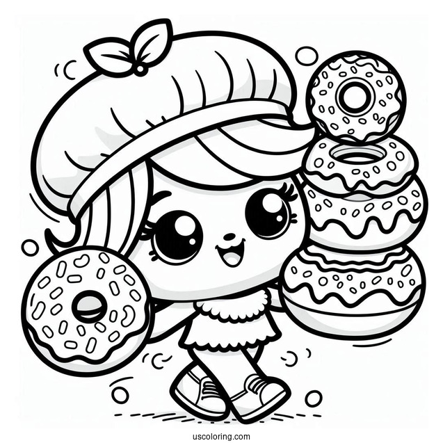 Easy Donnatina Shopkins Carrying Donuts To Color