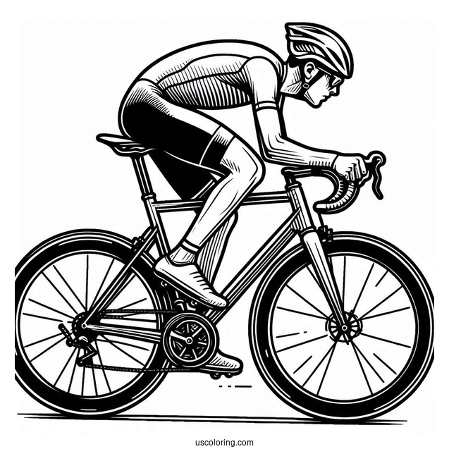 Cyclist Racing With Bicycle Coloring Page