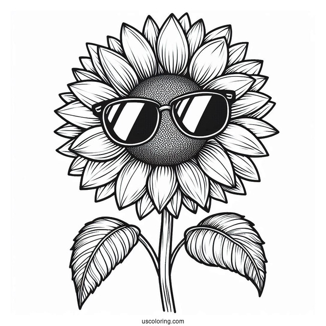 Cool Sunflower Wearing Sunglasses For Coloring