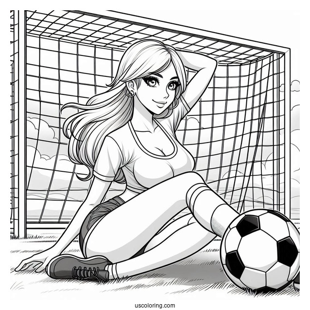 Female Soccer Player In Front Of GoalFemale Soccer Player In Front Of Goal