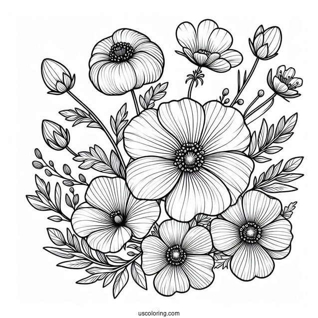 Flower Coloring Pages Of Hibiscus With Anemones