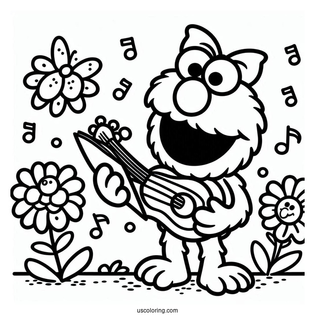 Simple Elmo Coloring In For Preschoolers