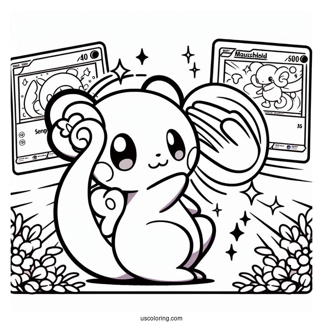 Kawaii Maushold Gentle Slap Pokemon Card Coloring Sheet For Kids