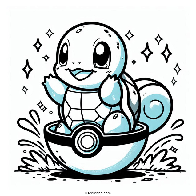 Squirtle Coloring Page Of Coming Out Of Pokeball