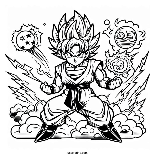 Dragon Ball Z Coloring Page With Popular Characters