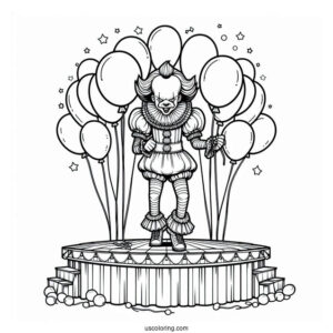 Pennywise On A Stage Surrounded By Balloons