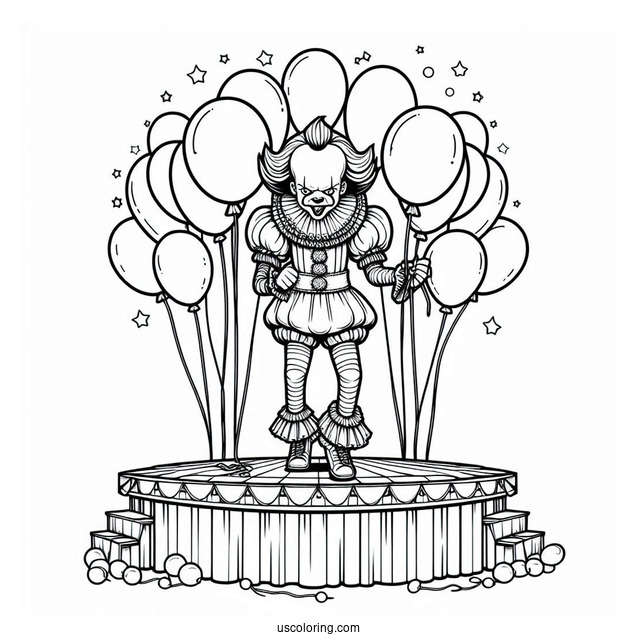 Pennywise On A Stage Surrounded By Balloons