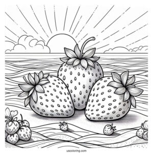 Three Strawberries On The Beach