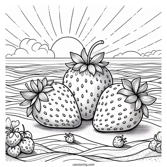 Three Strawberries On The Beach