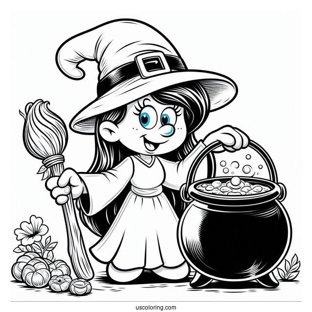 Witch Smurfette With Cauldron