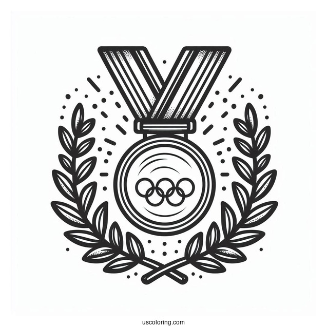 Easy Olympics Coloring Page Of Medal For Kids