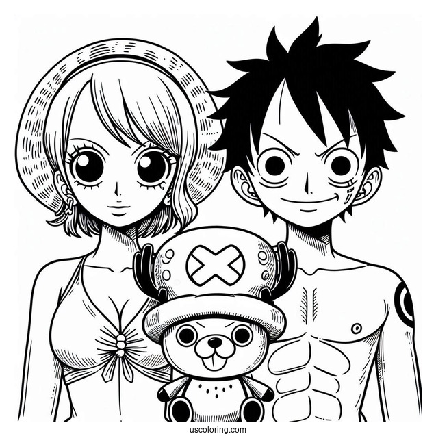 Luffy Coloring Page With Nami And Tony Tony Chopper