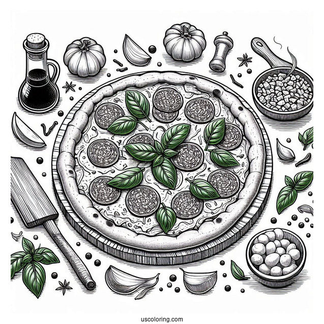 Wood Fired Pizza With Basil And Salami