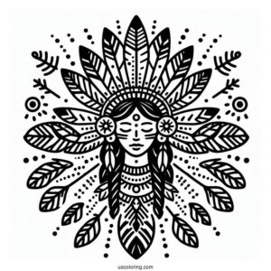 Native American Coloring Page Tribal Print