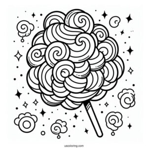 Candy Floss Coloring Sheet For Kids
