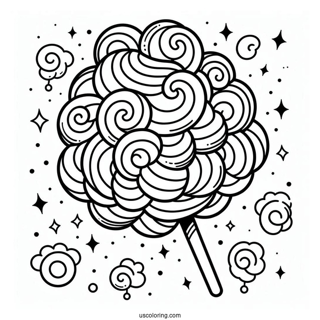Candy Floss Coloring Sheet For Kids