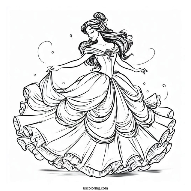 Belle With Beautiful Dress Dancing With The Beast