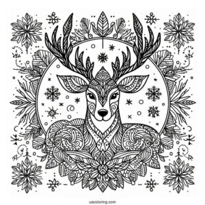 Reindeer Mandala Coloring Sheet For Relaxation