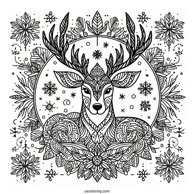 Reindeer Mandala Coloring Sheet For Relaxation